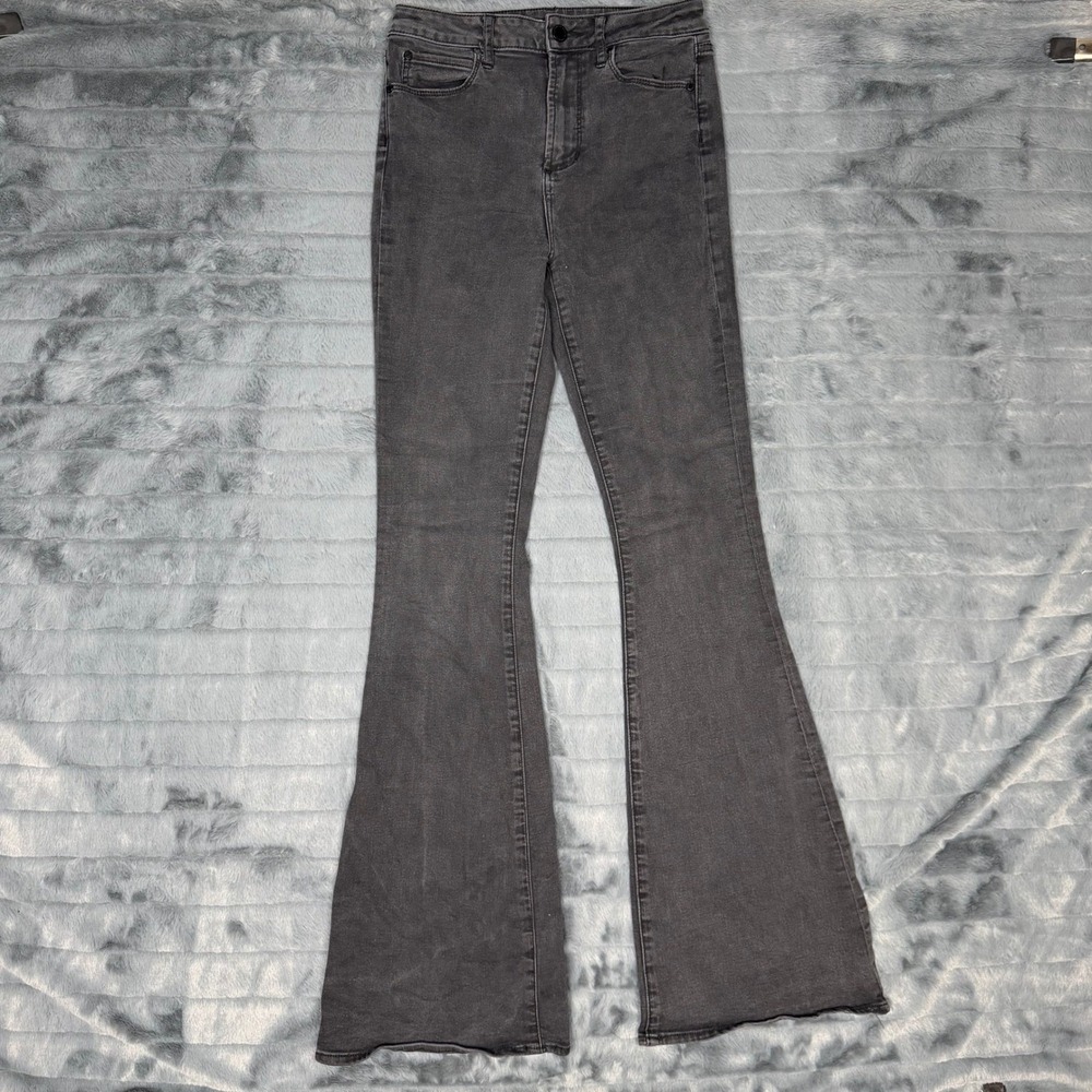 Articles of Society Heather Flare Jeans Gray High Rise Bell Bottom Size 26